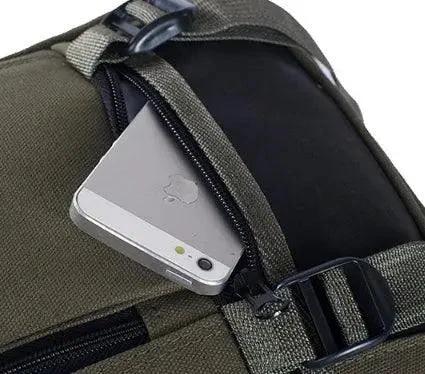 Mandotos men's canvas backpack with multiple compartments, ideal for students and daily use, featuring adjustable straps and durable material.