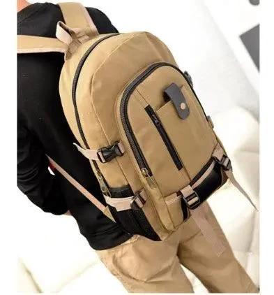 Mandotos men's canvas backpack for students, featuring multiple compartments and adjustable straps, ideal for daily use.