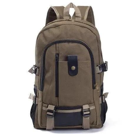 Men's canvas backpack by MANDOTOS, stylish student bag with multiple compartments and adjustable straps for everyday use.