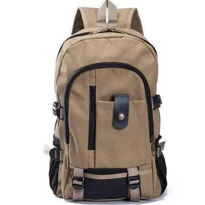 Men's Canvas Backpack by MANDOTOS, stylish and durable student bag with multiple compartments and adjustable straps.