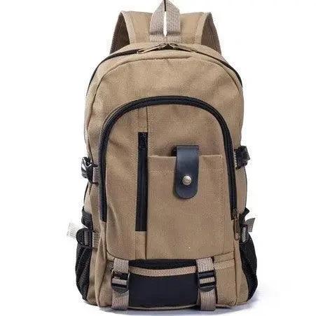 Men's Canvas Backpack by MANDOTOS, stylish and durable student bag with multiple compartments and adjustable straps.
