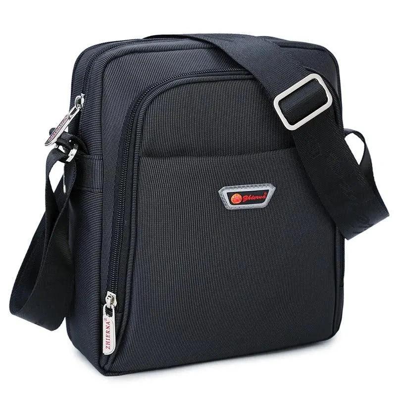 Mandotos men's oxford cloth shoulder bag with multiple compartments, stylish business and messenger bag design, front view.