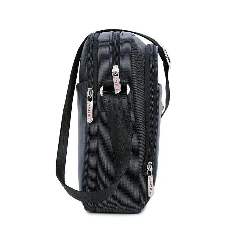 Mandotos men's Oxford cloth shoulder bag with multiple compartments, stylish and functional for business or casual use.