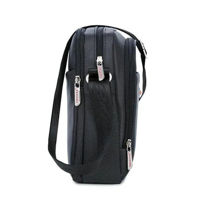 Mandotos men's Oxford cloth shoulder bag with multiple compartments, stylish and functional for business or casual use.