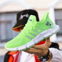 Mandotos men's breathable mesh sports shoes with flying weave upper, lightweight athletic footwear for active wear.