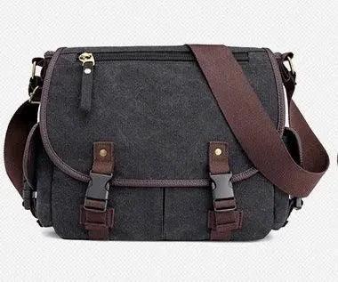 Men's canvas shoulder bag from MANDOTOS, multifunctional messenger bag with adjustable strap and multiple compartments.