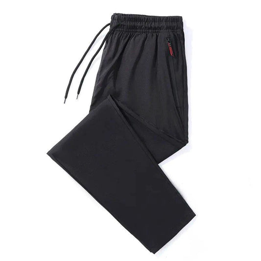 Mandotos men's casual slim fit jogger pants in blue, black, and gray with elastic waist, classic Korean style, plus size available.