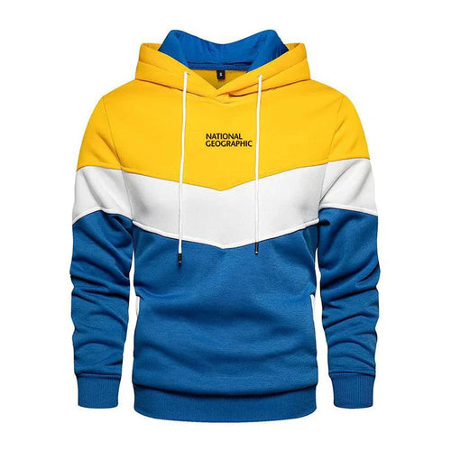Men's casual sports panel hooded pullover sweatshirt by MANDOTOS, featuring a comfortable hoodie design with sporty panel accents.