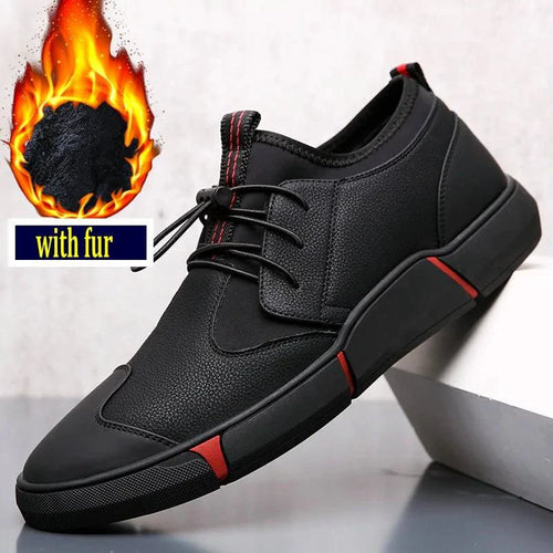 Men's chic leather sneakers by MANDOTOS featuring stylish design and comfortable fit, ideal for casual and smart-casual outfits.