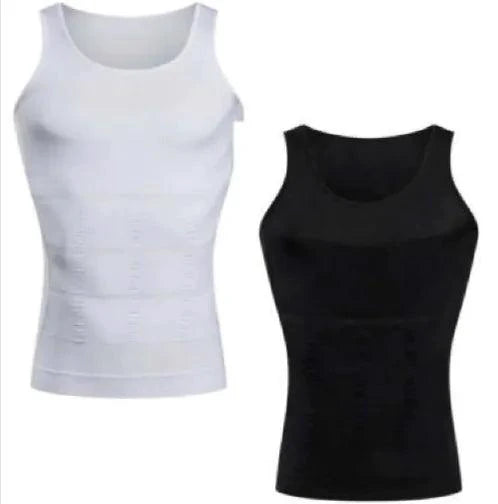 Men's MANDOTOS contour shaper vest, close-up showing snug fit and smooth fabric for shaping and support.