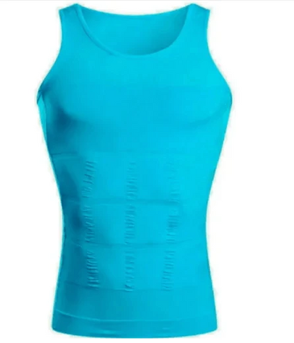 Men's MANDOTOS contour shaper vest showing a close-up of the fitted, seamless design on a male model.