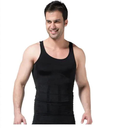 Mandotos men's contour shaper vest displayed on a mannequin, designed for slimming and shaping the torso.