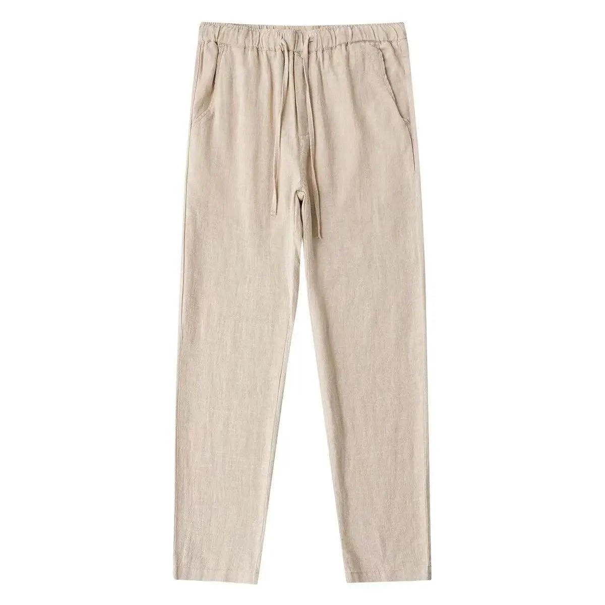 Men's cotton linen pants by MANDOTOS, featuring a relaxed fit and neutral color, perfect for casual summer wear.