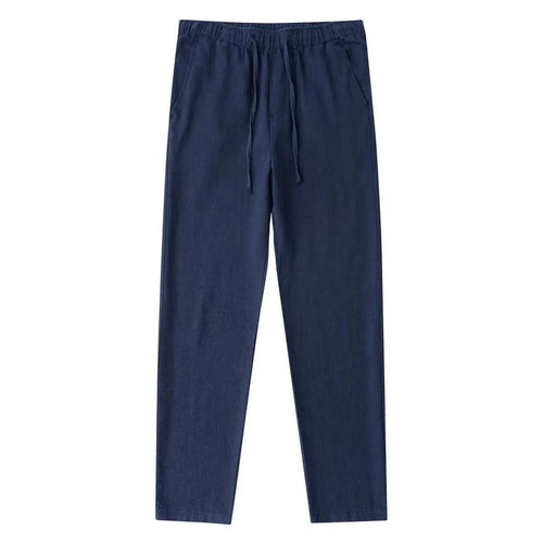 Men's cotton linen pants by MANDOTOS, featuring a relaxed fit and neutral color, ideal for casual summer wear.