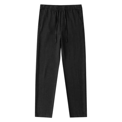 Men's cotton linen pants by MANDOTOS, lightweight and comfortable with a relaxed fit, shown in a neutral color.