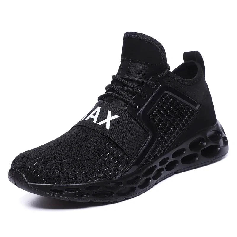 Men's cushioned running shoes by MANDOTOS featuring breathable mesh and supportive sole for comfort and performance during runs.