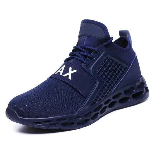 Men's cushioned running shoes by MANDOTOS with breathable mesh upper and supportive midsole for comfort and performance.