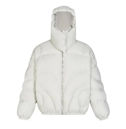 Men's MANDOTOS cotton padded coat with a detachable hood, shown in a front view with a quilted design and zip closure.