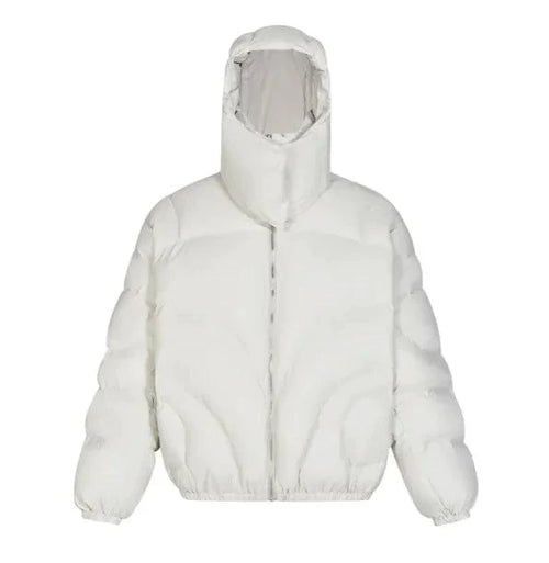 Men's MANDOTOS cotton padded coat with a detachable hood, shown in a front view with a quilted design and zip closure.