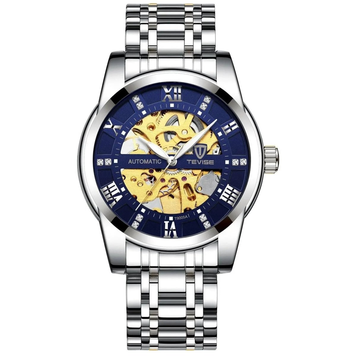 Mandotos men's fashion automatic mechanical hollow watch with waterproof design, showcasing a sleek, stylish wristwatch.