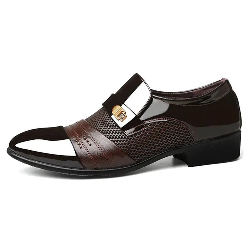 Men's formal shoes by MANDOTOS featuring sleek black leather design and classic lace-up style.