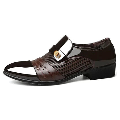 Men's formal shoes by MANDOTOS featuring sleek black leather design and classic lace-up style.