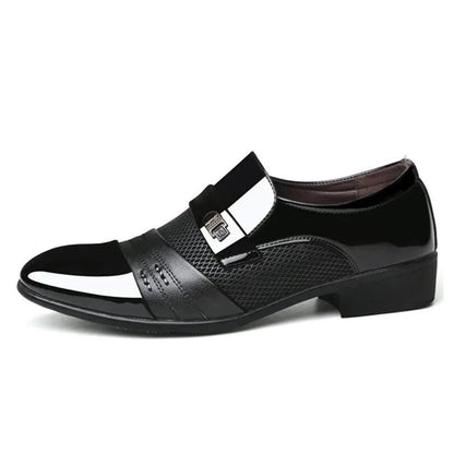 Men's formal shoes by MANDOTOS featuring classic black leather design with sleek laces and polished finish.