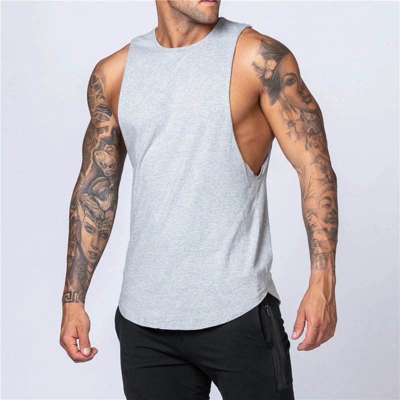 Mandotos men's summer cotton gym tank top, breathable sleeveless shirt for jogging, bodybuilding, and casual muscle wear.