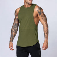 Mandotos men's summer gym cotton tank top, sleeveless breathable O-neck shirt for jogging, bodybuilding, and casual muscle wear.