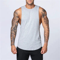 Men's breathable cotton gym tank top from MANDOTOS, sleeveless fitness shirt ideal for jogging, bodybuilding, and casual workouts.