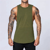 Mandotos men's breathable cotton gym tank top, sleeveless O-neck muscle vest ideal for summer jogging and bodybuilding workouts.