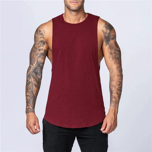 Mandotos men's summer cotton gym tank top, breathable sleeveless shirt for jogging, bodybuilding, and casual fitness wear.