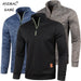 Men's half zipper turtleneck sweatshirt by MANDOTOS, cozy and stylish for fall, shown in a comfortable fit with a high collar.