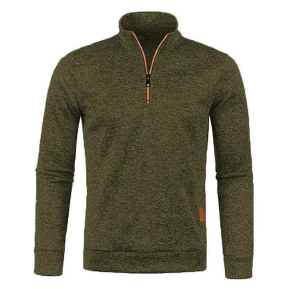 Men's half zipper turtleneck sweatshirt by MANDOTOS, cozy and stylish for fall, shown in a comfortable, casual fit.