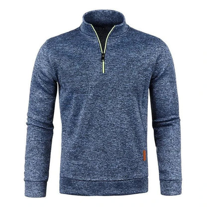 Mandotos men's half zipper turtleneck sweatshirt, cozy and stylish for fall, showing a comfortable fit and fall fashion appeal.