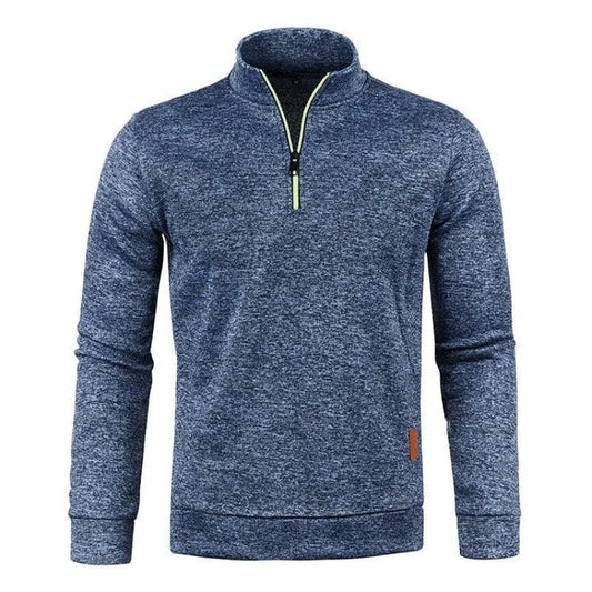 Mandotos men's half zipper turtleneck sweatshirt, cozy and stylish for fall, showing a comfortable fit and fall fashion appeal.