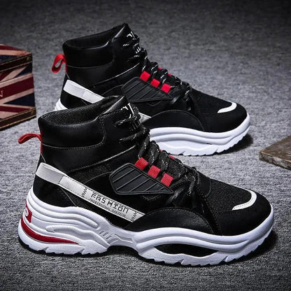 Men's high-top shoes by MANDOTOS featuring Korean style autumn footwear with stylish design and comfortable fit.