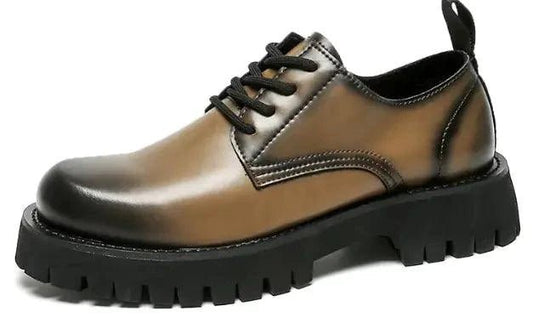 Men's leather Martin shoes with thick cushioned soles by MANDOTOS, featuring sleek design and sturdy craftsmanship.