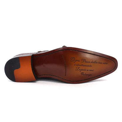 Men's leather Oxford shoes by MANDOTOS featuring classic lace-up design and polished brown leather finish.