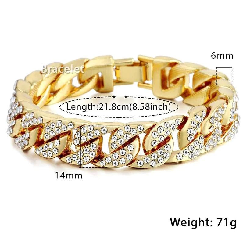 Men's gold chain bracelet by MANDOTOS featuring a sleek, luxurious design with interlinked gold links.