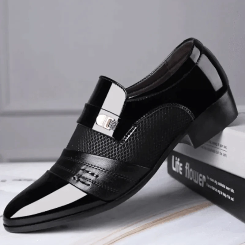 Men's luxury leather loafers by MANDOTOS featuring sleek design and polished finish, perfect for formal or casual wear.