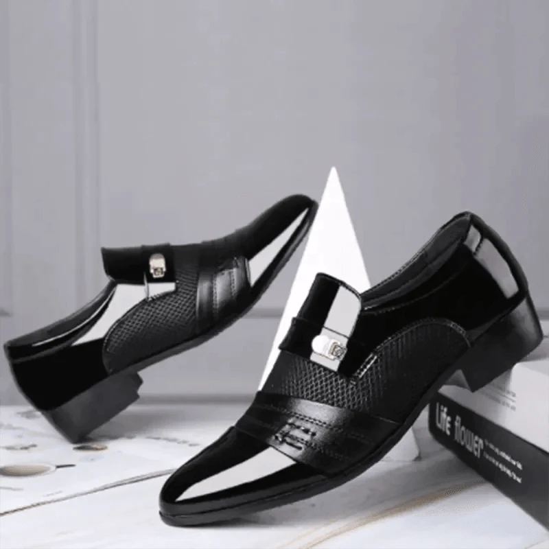 Men's luxury leather loafers by MANDOTOS featuring sleek design and polished finish, perfect for stylish and comfortable dress footwear.