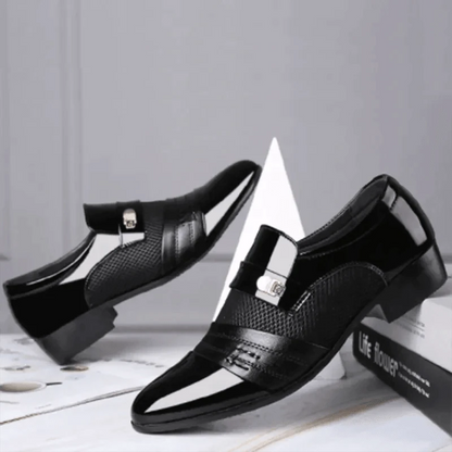 Men's luxury leather loafers by MANDOTOS featuring sleek design and polished finish, perfect for stylish and comfortable dress footwear.