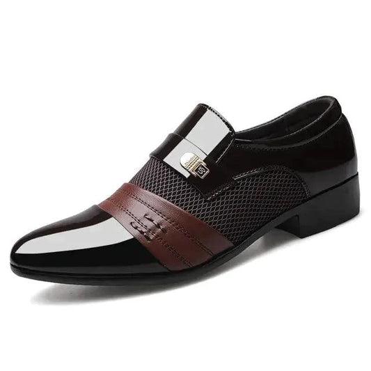 Men's luxury leather loafers by MANDOTOS featuring sleek design, classic style, and high-quality brown leather for sophisticated footwear.