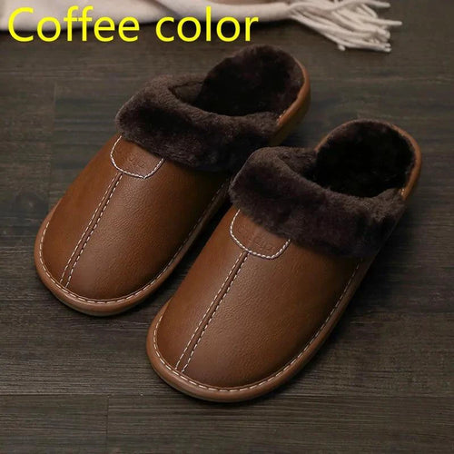 Men's luxury leather slippers by MANDOTOS featuring soft, stylish design and comfortable slip-on style for casual wear.