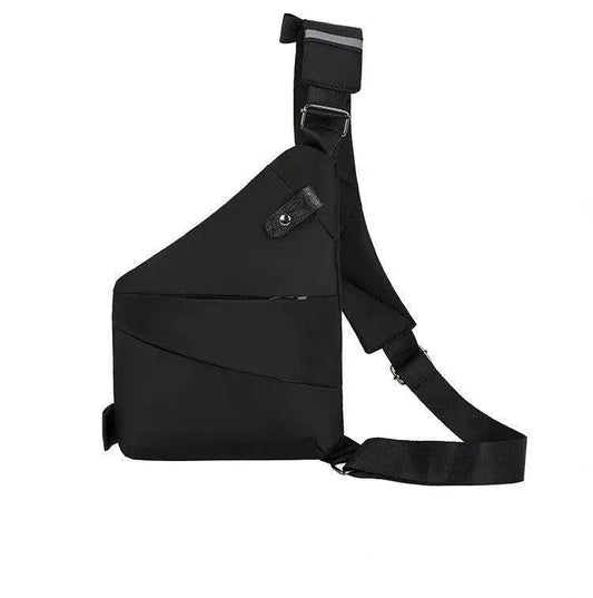 Mandotos men's multifunctional shoulder bag with sports chest pack, black nylon design, compact and versatile for active use.