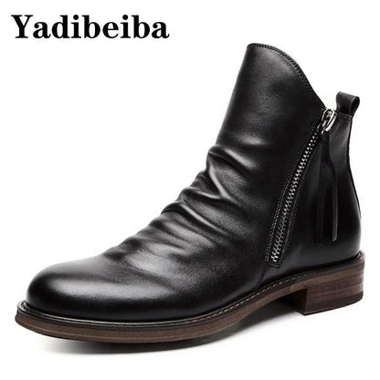 Men's premium leather Martin boots by MANDOTOS featuring classic ankle-high design and rugged leather construction.