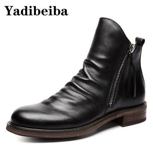 Men's premium leather Martin boots by MANDOTOS featuring classic ankle-high design and rugged leather construction.