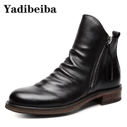 Men's premium leather Martin boots by MANDOTOS featuring classic ankle-high design and rugged leather construction.