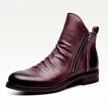 Men's premium leather Martin boots by MANDOTOS featuring classic lace-up design and sturdy heel for rugged style.